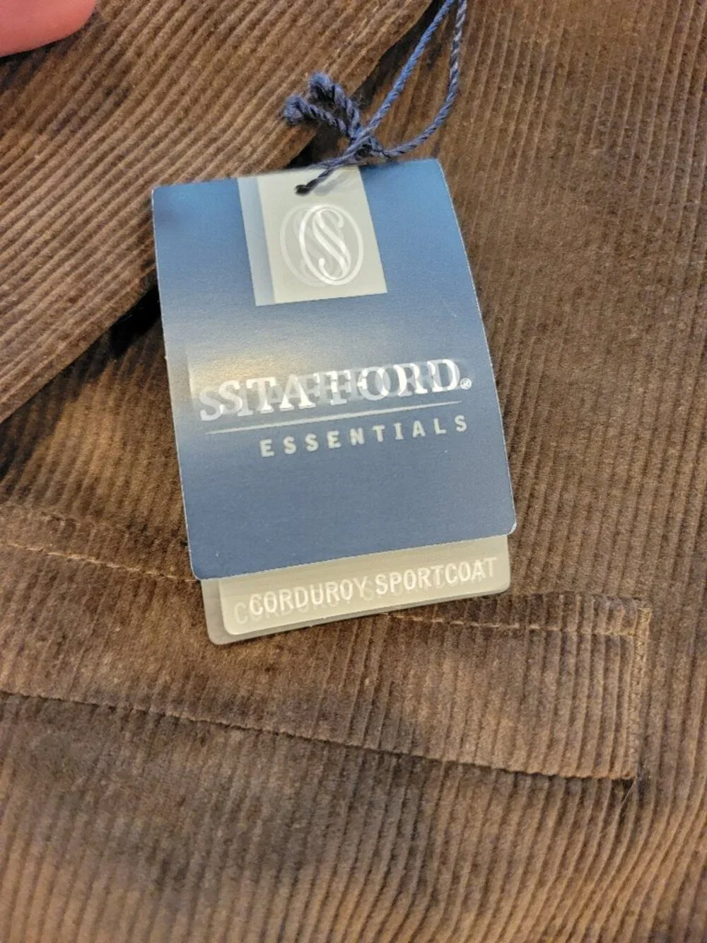 Stafford Essentials Two Button Dark Brown Corduroy Sport Coat Blazer Classic Fit